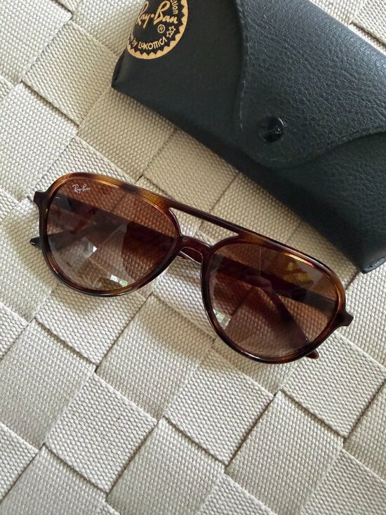 Ray-Ban RB4376F Havana Tortoise Aviator Sunglasses | Brown Gradient Lens | 57mm main image 6